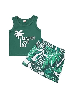 EQSJIU Baby Boys Outfits Summer Clothes 2Pcs Shorts Set Cute Mamas Boy Print Tank Top Beach Style