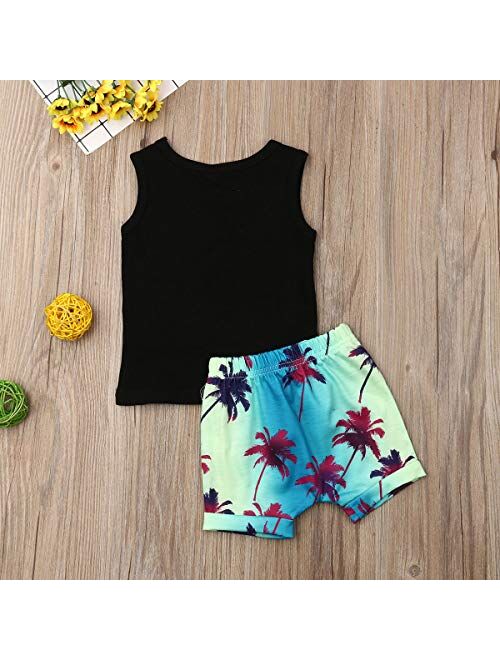 EQSJIU Baby Boys Outfits Summer Clothes 2Pcs Shorts Set Cute Mamas Boy Print Tank Top Beach Style