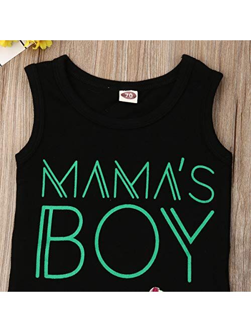 EQSJIU Baby Boys Outfits Summer Clothes 2Pcs Shorts Set Cute Mamas Boy Print Tank Top Beach Style