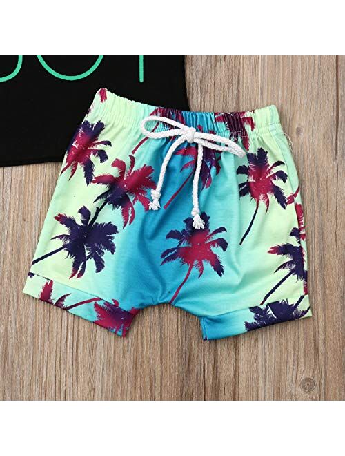 EQSJIU Baby Boys Outfits Summer Clothes 2Pcs Shorts Set Cute Mamas Boy Print Tank Top Beach Style