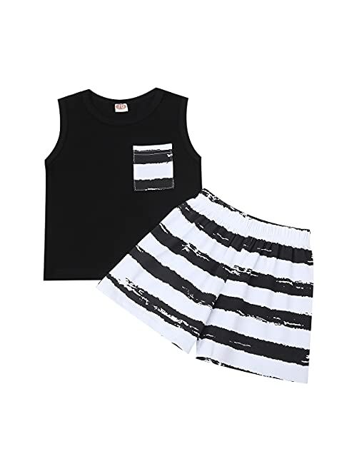 EQSJIU Baby Boys Outfits Summer Clothes 2Pcs Shorts Set Cute Mamas Boy Print Tank Top Beach Style