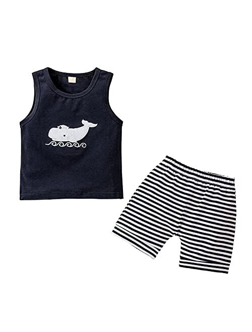 EQSJIU Baby Boys Outfits Summer Clothes 2Pcs Shorts Set Cute Mamas Boy Print Tank Top Beach Style