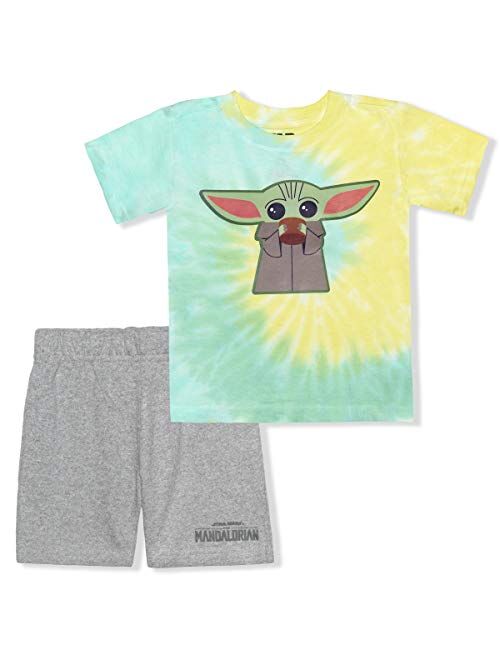 Star Wars 2 Pack Baby Yoda Tie Dyed Short Sleeve Tee Shirt and Shorts Set for Boys