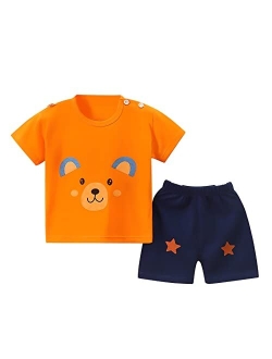 JKJM Toddler Boy Clothes T-Shirt & Shorts Sets Little Kids Summer Outfits 2-7T