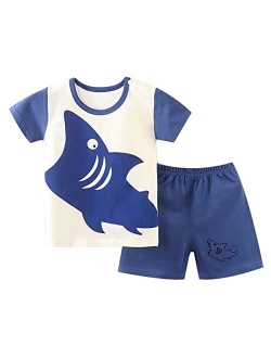 JKJM Toddler Boy Clothes T-Shirt & Shorts Sets Little Kids Summer Outfits 2-7T