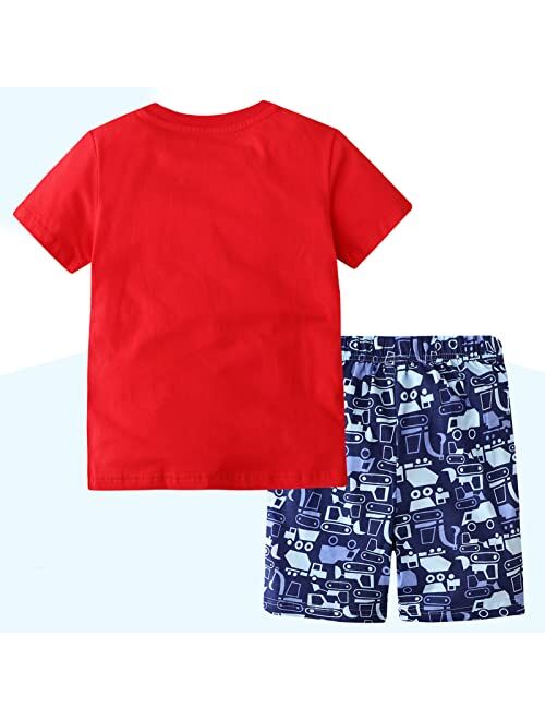 JKJM Toddler Boy Clothes T-Shirt & Shorts Sets Little Kids Summer Outfits 2-7T