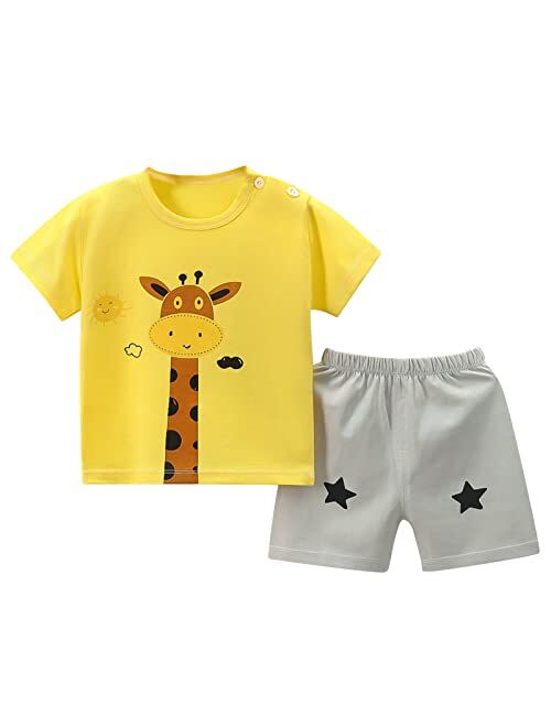 JKJM Toddler Boy Clothes T-Shirt & Shorts Sets Little Kids Summer Outfits 2-7T