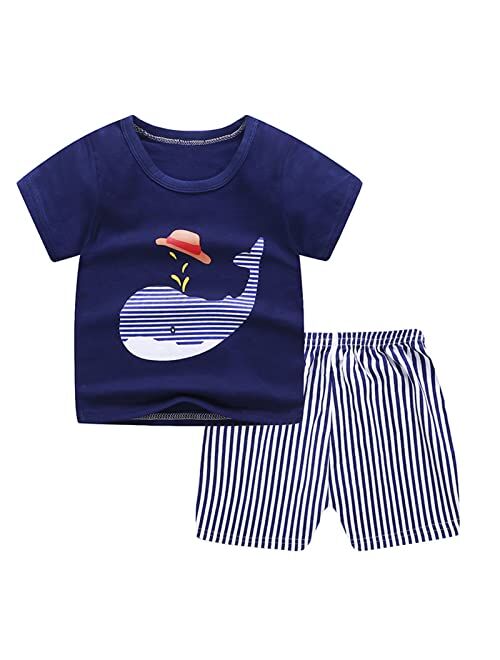 JKJM Toddler Boy Clothes T-Shirt & Shorts Sets Little Kids Summer Outfits 2-7T