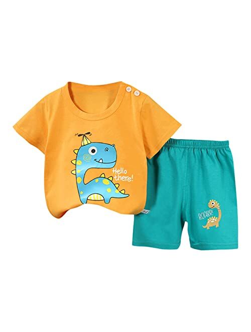 JKJM Toddler Boy Clothes T-Shirt & Shorts Sets Little Kids Summer Outfits 2-7T