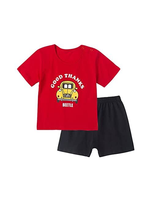 JKJM Toddler Boy Clothes T-Shirt & Shorts Sets Little Kids Summer Outfits 2-7T