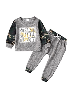 veikimous Toddler Baby Boy Clothes Little Boy Clothing Long Sleeve Cotton Boy Sweatshirt Camo Pants 2PCS Outfit Set