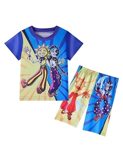 BEAUTY CUTJE Sun and Moon Monster T-Shirt Pant Sets for Boys 2pcs Kids Top and Pants for 5-12 Years Clothes