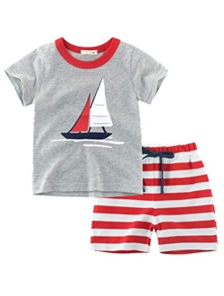 BTGIXSF Toddler Boys Cotton Clothing Sets Summer Short Sleeve T-Shirt and Shorts 1-8Y