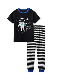 LAZYPOCON Boys Dinosaur Short Set Summer Cotton Short Sleeve T-shirt and Matching Pants Kids Clothing Outfit Size 4T-10