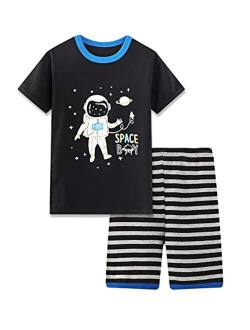 LAZYPOCON Boys Dinosaur Short Set Summer Cotton Short Sleeve T-shirt and Matching Pants Kids Clothing Outfit Size 4T-10