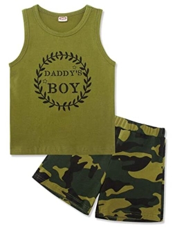 Kids4ever 2Pcs 12M-3T Baby Boys Summer Clothing Sets 3D Printed Sleeveless Tank Top + Shorts Pants Toddlers Outfits