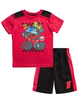 Nickelodeon Boys Shorts Set - T-Shirt and Shorts: Ninja Turtles, Blaze, SpongeBob, Thomas (2T-7)