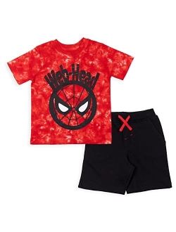 Avengers Short Sleeve Graphic T-Shirt & French Terry Shorts Set