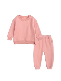 MYGBCPJS Youth 2PCS Jogger Outfits Set Fleece Hooded + Sweatpants Boys Girls Athletic Sweatsuits Pullover Clothes