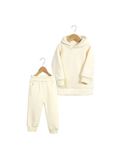 MYGBCPJS Youth 2PCS Jogger Outfits Set Fleece Hooded + Sweatpants Boys Girls Athletic Sweatsuits Pullover Clothes