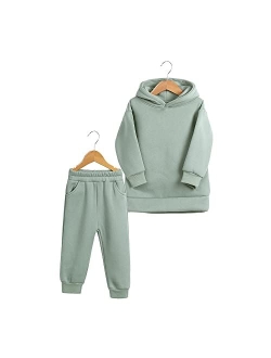 MYGBCPJS Youth 2PCS Jogger Outfits Set Fleece Hooded + Sweatpants Boys Girls Athletic Sweatsuits Pullover Clothes