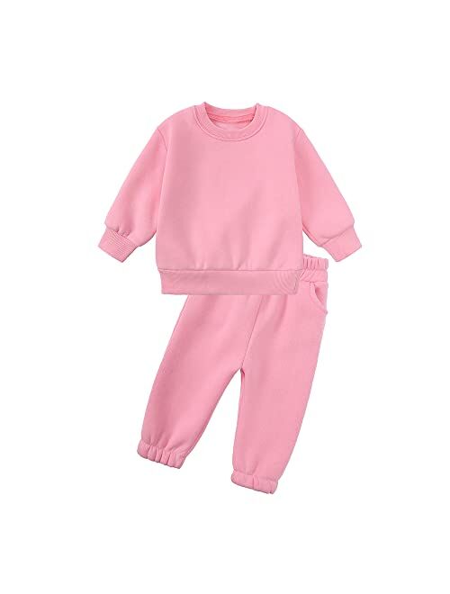 MYGBCPJS Youth 2PCS Jogger Outfits Set Fleece Hooded + Sweatpants Boys Girls Athletic Sweatsuits Pullover Clothes