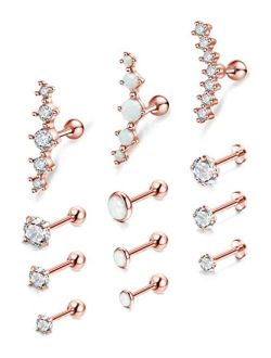 Besteel 16G Stainless Steel Cartilage Stud Earrings CZ Helix Tragus Daith Conch Monroe Piercing Set for Women Men