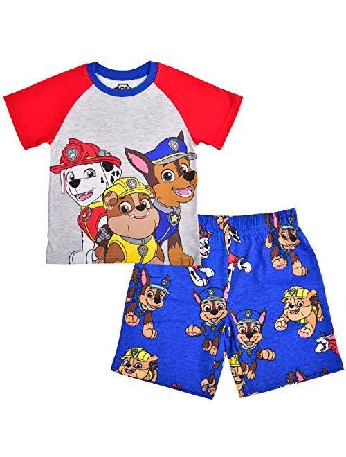 Nickelodeon Boy's 2-Piece Paw Patrol Raglan Tshirt and Short Set, Grey/Blue