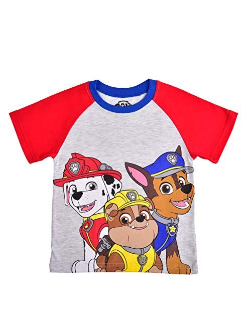 Nickelodeon Boy's 2-Piece Paw Patrol Raglan Tshirt and Short Set, Grey/Blue