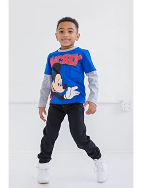 Disney Mickey Mouse Boys Long Sleeve T-Shirt and Fleece Jogger Pant Set