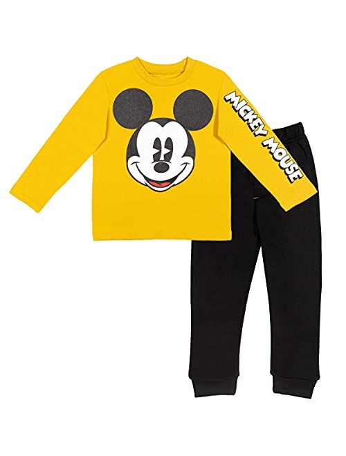 Disney Mickey Mouse Boys Long Sleeve T-Shirt and Fleece Jogger Pant Set