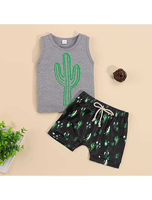 Nie Cuimeiwan Summer Little Boy Clothes Set Beach Style Outfit MAMA'S Boy Sleeveless Vest Top+Coconut tree Shorts Set Suit 2Pcs