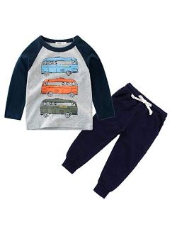 IjnUhb Toddler Boy Clothes Set Kids Long Sleeve Tee Jogger Pants 2 Piece Outfit Baby T-shirts And Pants