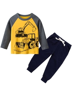 IjnUhb Toddler Boy Clothes Set Kids Long Sleeve Tee Jogger Pants 2 Piece Outfit Baby T-shirts And Pants