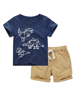 HOMAGIC2WE Toddler Boys Shorts Set Kids Summer Short Sleeve T Shirt and Shorts 2 Pieces Set