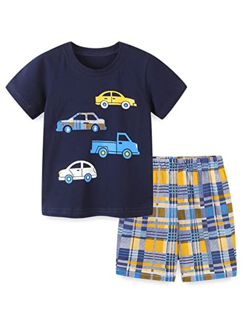 HOMAGIC2WE Toddler Boys Shorts Set Kids Summer Short Sleeve T Shirt and Shorts 2 Pieces Set