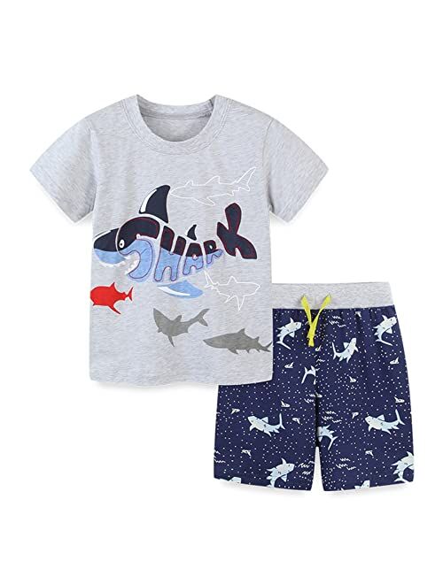 HOMAGIC2WE Toddler Boys Shorts Set Kids Summer Short Sleeve T Shirt and Shorts 2 Pieces Set