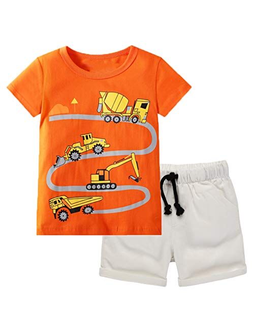 HOMAGIC2WE Toddler Boys Shorts Set Kids Summer Short Sleeve T Shirt and Shorts 2 Pieces Set