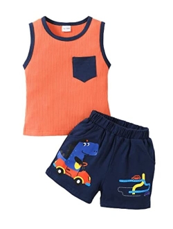 Duduai Toddler Baby Boy Clothes Short Sleeve Dinosaur Shirt Pants Set Summer Outfits Little Boys Short Sets