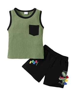 Duduai Toddler Baby Boy Clothes Short Sleeve Dinosaur Shirt Pants Set Summer Outfits Little Boys Short Sets