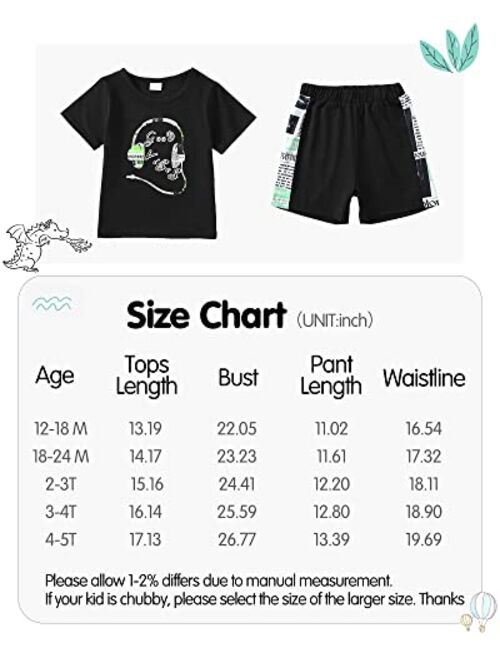 Duduai Toddler Baby Boy Clothes Short Sleeve Dinosaur Shirt Pants Set Summer Outfits Little Boys Short Sets