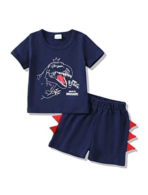 Duduai Toddler Baby Boy Clothes Short Sleeve Dinosaur Shirt Pants Set Summer Outfits Little Boys Short Sets