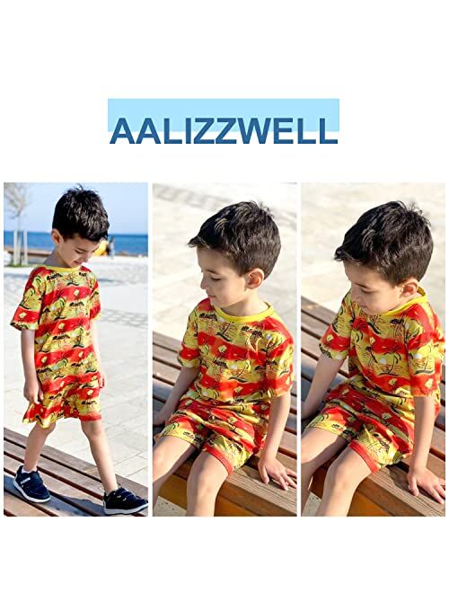 Aalizzwell Toddler Little Boys Girls Summer Outfits Hawaiian Floral T-Shirt Shorts Set Beach Clothes