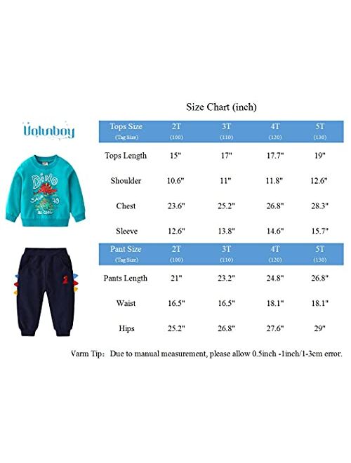 Volunboy Toddler Boys Clothes Sets Little Boy Clothing Long Sleeve Pullover Jogger Pants Kids 2 Pieces Outfits