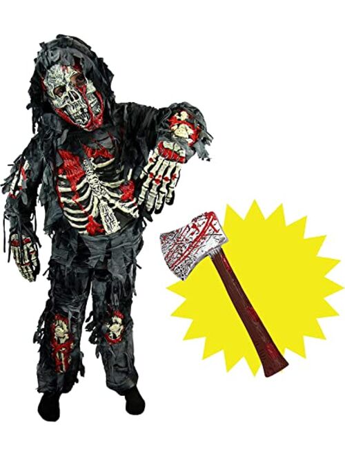 Spooktacular Creations Zombie Deluxe Costume for Child with Bloody Axe