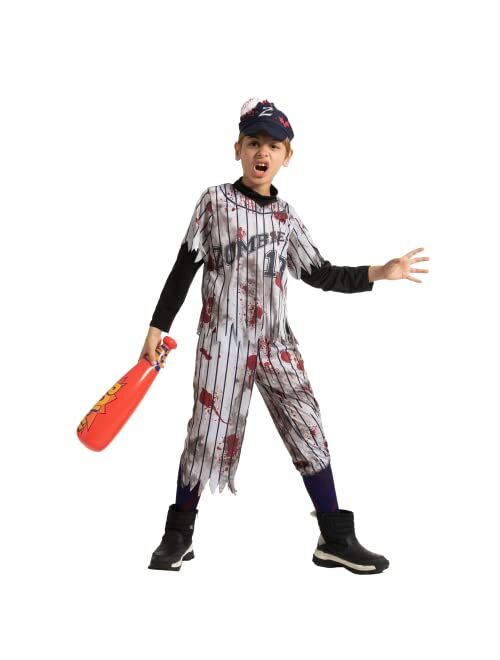 Spooktacular Creations Child Boy Scary Baseball Player Zombie costume for Halloween pretend up (Small (5-7yr))