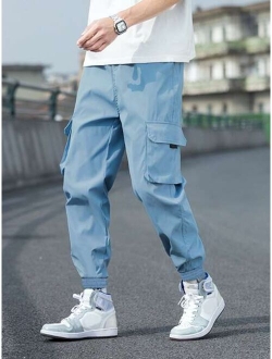 Men Drawstring Waist Cargo Pants