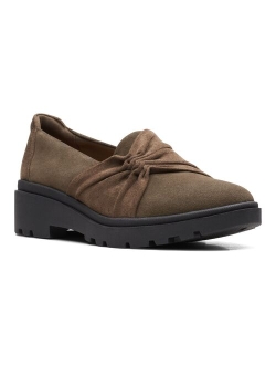 Calla Style Suede Ruching Detail Loafer