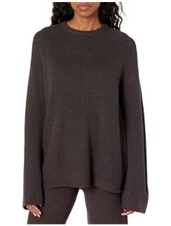 Women's Alice Crewneck Back Slit Ribbed Pullover Sweater