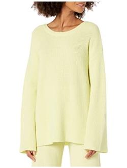 Women's Alice Crewneck Back Slit Ribbed Pullover Sweater